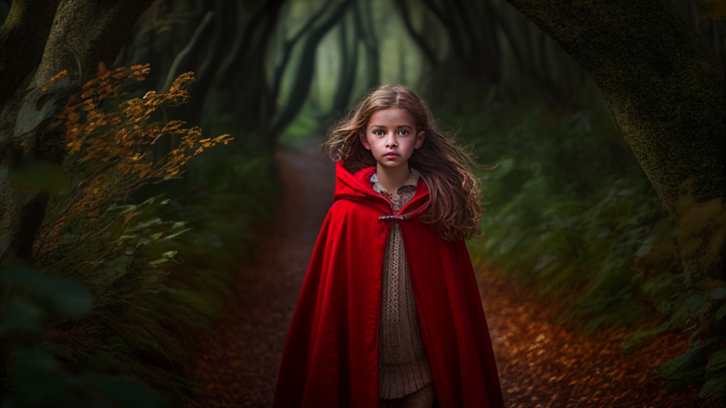 Image of red riding hood representing illustrate a storybook